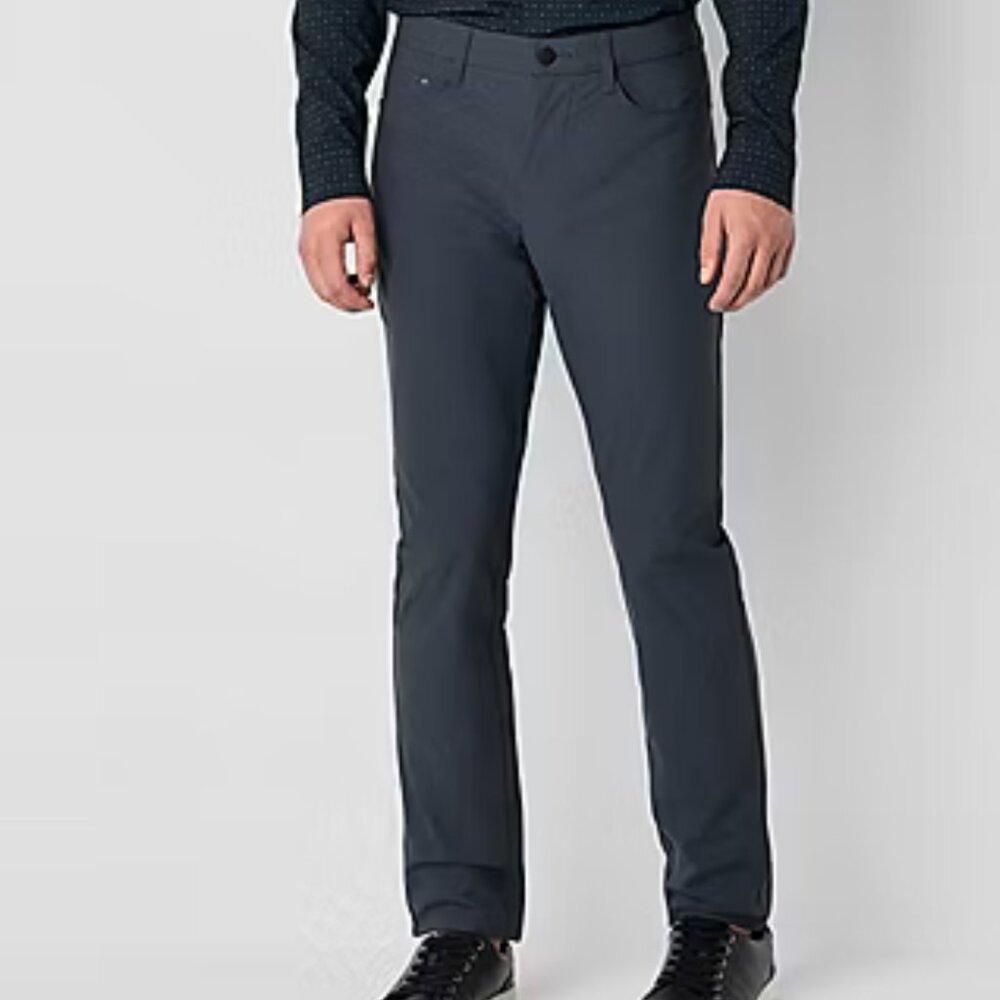 Stylus 5 Pocket Pant Mens Slim Fit Flat Front Pant Size 36x34, Blue